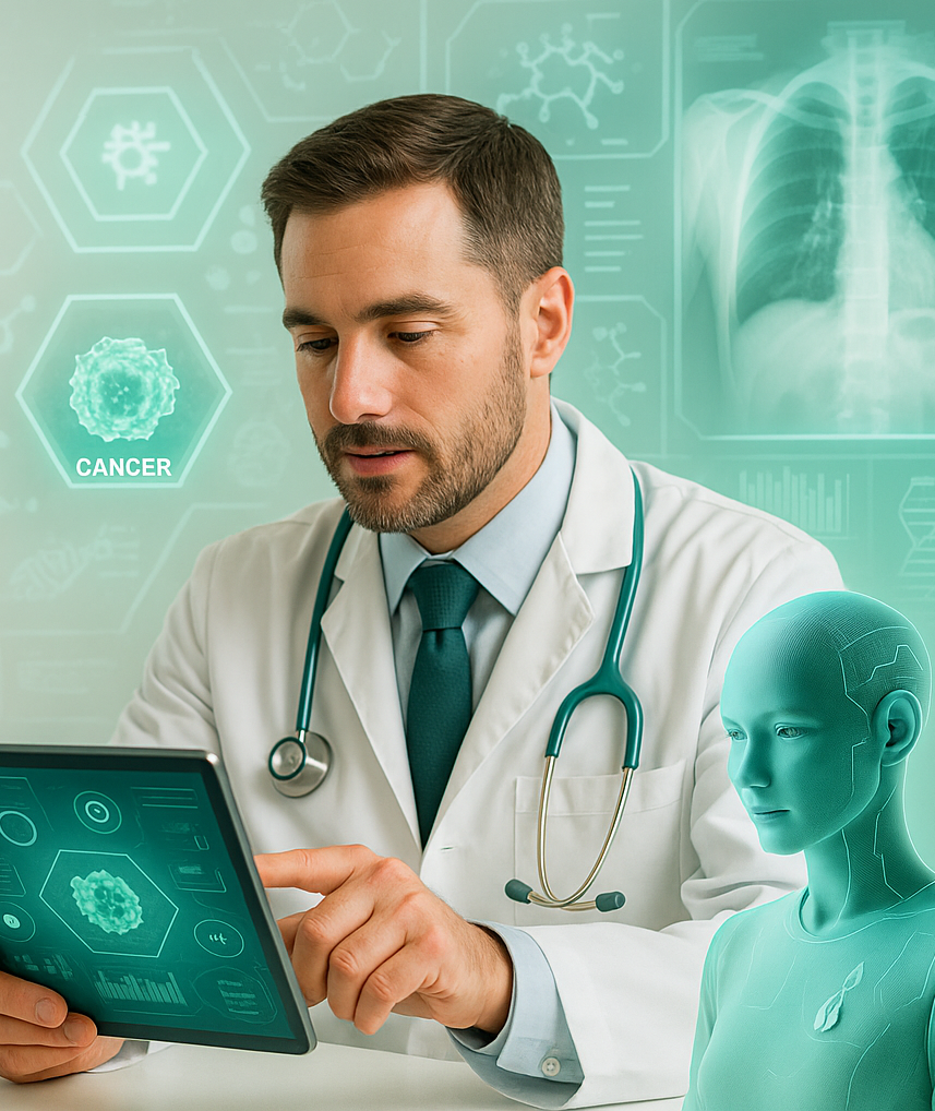 medic specilist in OncoStop realizeaza creneingul pacientului